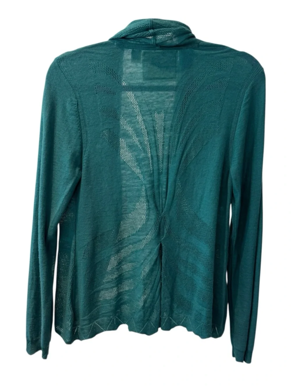 Angel Of The North Brushed-Horizon Open-Front Teal Cardigan Sweater - Picture 4 of 15